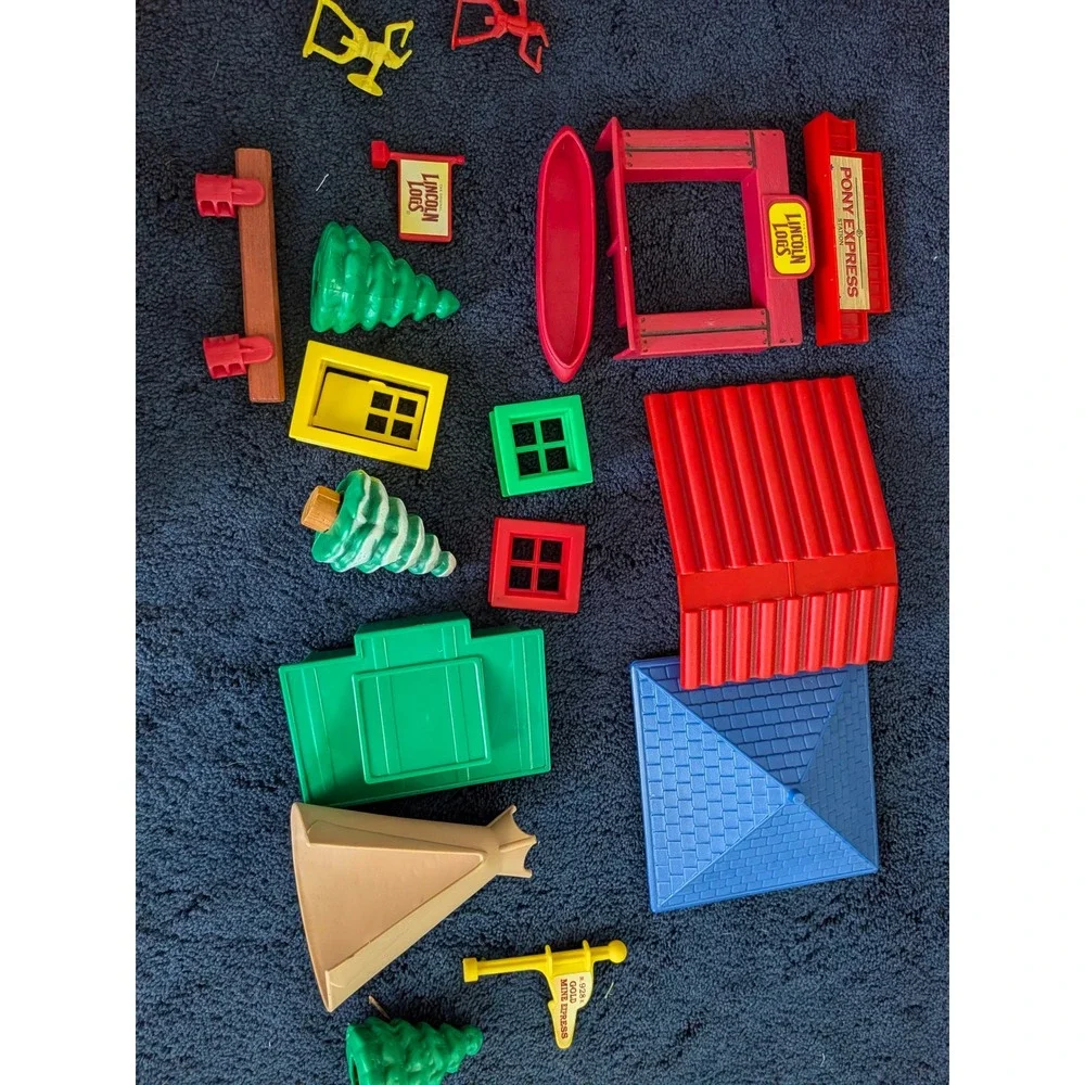 Vintage Lincoln Logs Replacement Parts Accessories Pony Express Station 15pc Lot